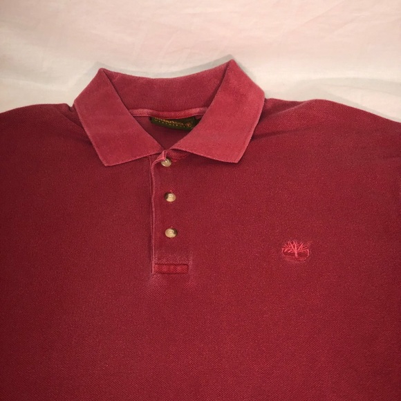 VINTAGE Men's Timberland Small Logo Short Sleeve Polo Shirt Size XL Red - Picture 2 of 6